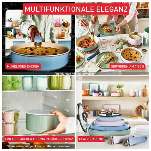 Tefal Ingenio Serenity 11-piece cookware set, Mineralia non-stick, stackable, suitable for all hob types, dishwasher safe