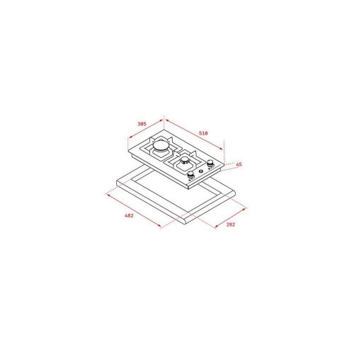 TEKA EFX 30.1 2G AI AL CI INOX  - Placa de Gas 30CM BUTANO