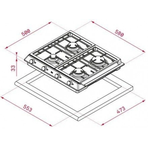 TEKA EX 60.1 4G AI AL CI INOX 60cm - Placa de Gas  Gas Natural