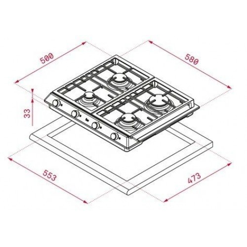 TEKA EX 60.1 4G AI AL DR CI INOX - Placa de Gas 60cm Gas Natural