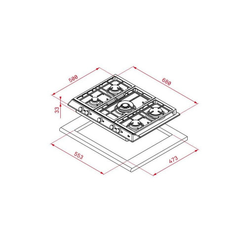 TEKA EX 70.1 5G AI AL DR CI INOX  - Placa de Gas 68CM BUTANO