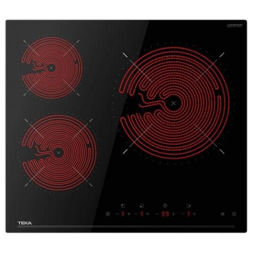 Teka TBC 63120 TTC BK - Placa Vitrocerámica de 60 Cm con Touch Control 3 Zonas y Temporizador Negro