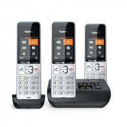 Teléfono Gigaset COMFORT 500A Trio DECT/Analógico con Altavoz y 3 Auriculares