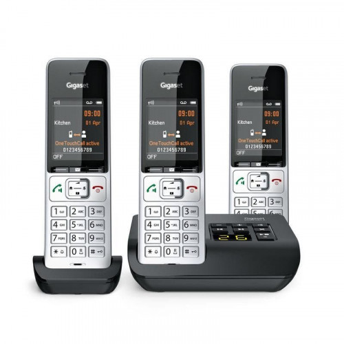 Teléfono Gigaset COMFORT 500A Trio DECT/Analógico con Altavoz y 3 Auriculares
