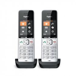Teléfono Gigaset COMFORT 500HX duo DECT/analógico con altavoz y 200 entradas