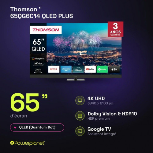 Televisor Thomson 65QG6C14 QLED Plus 65 pulgadas 4K UHD Google TV Dolby Vision