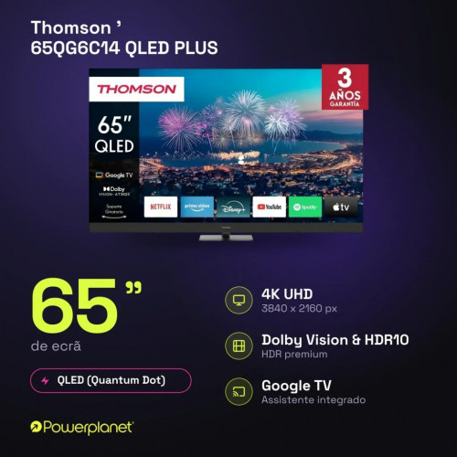 Televisor Thomson 65QG6C14 QLED Plus 65 pulgadas 4K UHD Google TV Dolby Vision