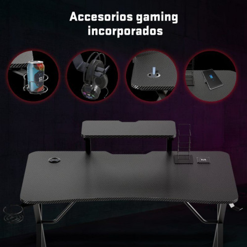 Tempest Haven Mesa Gaming 140x60cm RGB Negra