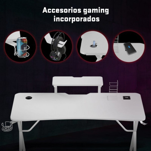 Tempest Haven White Mesa Gaming 140x60cm RGB Blanca