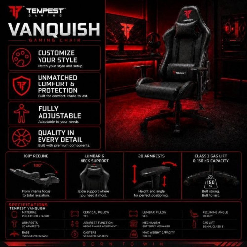 Tempest Vanquish Silla Gaming Negra