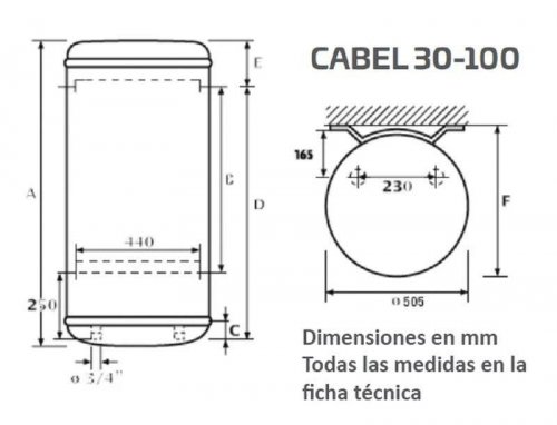 Termo eléctrico Cabel 100 litros vertical