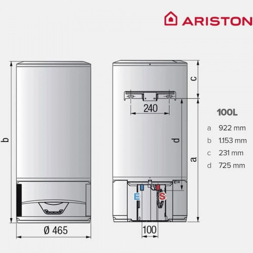 Termo Eléctrico Con Aerotermia Ariston Lydos Hybrid Wifi 100l + Soporte de Pared Instafix