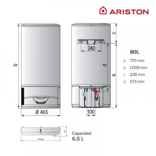 Termo Híbrido Ariston Lydos Hybrid Wifi 80 Litros + Depósito de Condensados