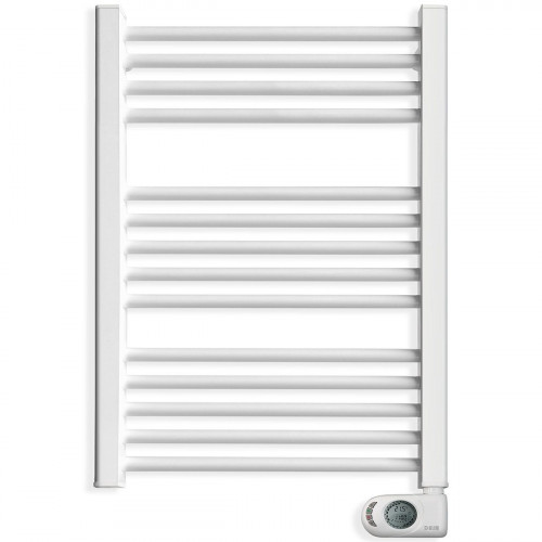 Toallero Eléctrico NOOR 500W B, Secatoallas de Bajo Consumo con Termostato Digital 24/7, Modo Turbo 2h, Blanco, 78x50.5 cm