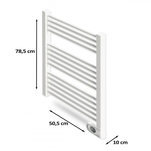 Toallero Eléctrico NOOR 500W B, Secatoallas de Bajo Consumo con Termostato Digital 24/7, Modo Turbo 2h, Blanco, 78x50.5 cm