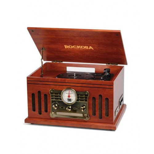 Tocadiscos Rockolla Monarch con Bluetooth, CD, Radio, USB Marrón