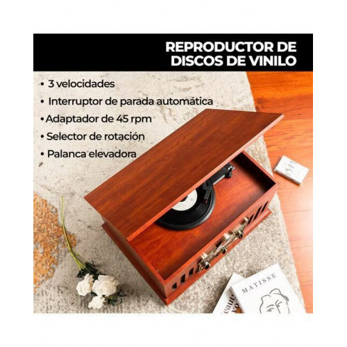 Tocadiscos Rockolla Monarch con Bluetooth, CD, Radio, USB Marrón