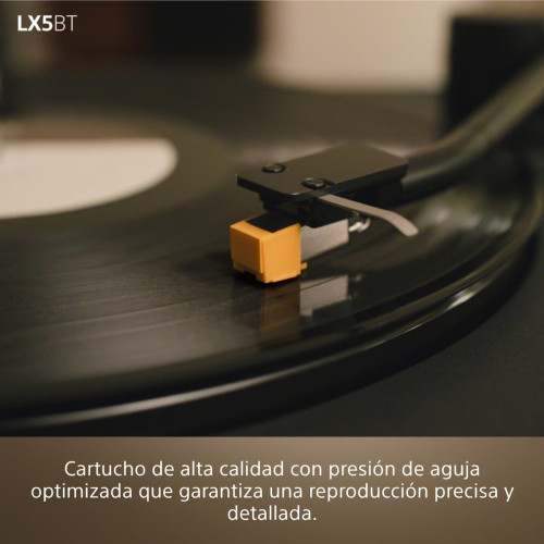 Tocadiscos Sony PS-LX5BT, Bluetooth con compatibilidad Qualcomm aptX, automático, calidad sonido premium (cartucho MM y presión aguja de 2,0±0,5 g) Negro