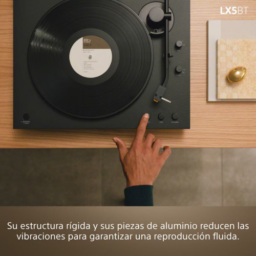 Tocadiscos Sony PS-LX5BT, Bluetooth con compatibilidad Qualcomm aptX, automático, calidad sonido premium (cartucho MM y presión aguja de 2,0±0,5 g) Negro