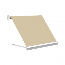 Toldo brazo estor 1.5x2m para balcón Malibú estructura blanca manual con manivela tela acrílica beige