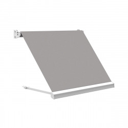 Toldo brazo estor 2.5x2m para balcón Malibú estructura blanca manual con manivela tela acrílica gris