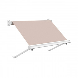 Toldo brazo estor 2x2m para balcón Malibú manual con manivela estructura blanca tela acrílica crudo