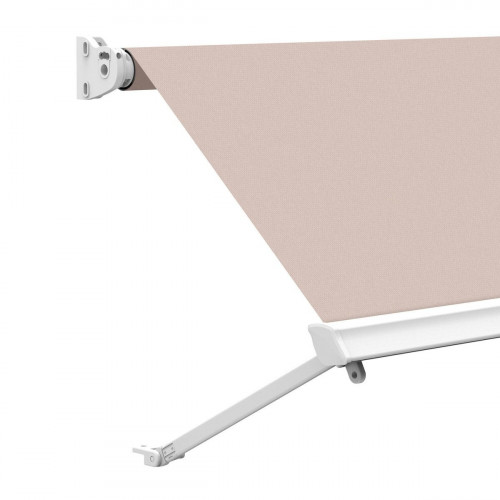 Toldo brazo estor 2x2m para balcón Malibú manual con manivela estructura blanca tela acrílica crudo
