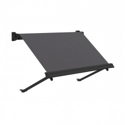 Toldo brazo estor 2x2m para balcón Malibú manual con manivela estructura gris tela acrílica gris oscuro