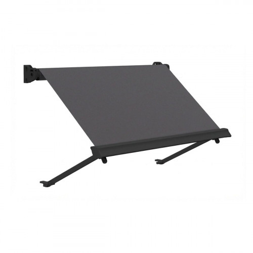 Toldo brazo estor 2x2m para balcón Malibú manual con manivela estructura gris tela acrílica gris oscuro