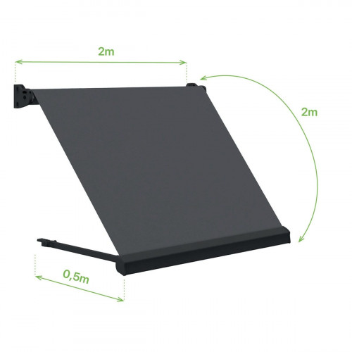 Toldo brazo estor 2x2m para balcón Malibú manual con manivela estructura gris tela acrílica gris oscuro
