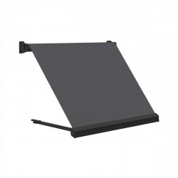 Toldo brazo estor 5x2m para balcón Malibú estructura gris manual con manivela tela acrílica gris oscuro