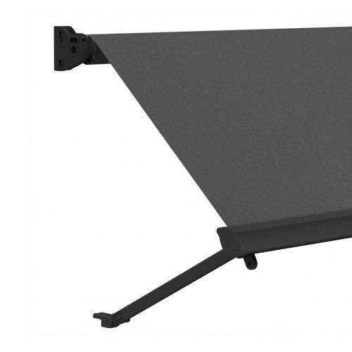 Toldo brazo estor 5x2m para balcón Malibú estructura gris manual con manivela tela acrílica gris oscuro