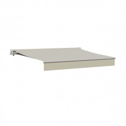 Toldo brazo extensible 2.5x2m para terraza Calima estructura blanca manual con manivela tela poliéster beige Naterial
