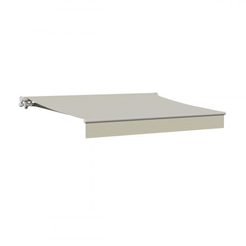 Toldo brazo extensible 2.5x2m para terraza Calima estructura blanca manual con manivela tela poliéster beige Naterial