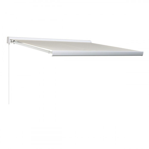 Toldo brazo extensible 2.95x2.5m para terraza Zefir II cofre blanco motorizado con mando tela poliester beige Naterial