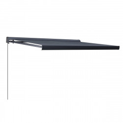 Toldo brazo extensible 2.95x2.5m para terraza Zefir II cofre gris motorizado con mando tela poliéster gris Naterial