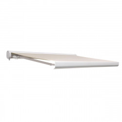 Toldo brazo extensible 2.95x2m para terraza Loby cofre blanco manual con manivela tela acrílica beige Naterial