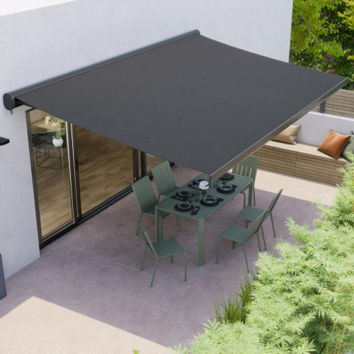 Toldo brazo extensible 2.95x2m para terraza Loby cofre gris manual tela acrílica gris Naterial