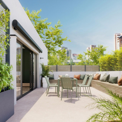 Toldo brazo extensible 2.95x2m para terraza Loby cofre gris manual tela acrílica gris Naterial