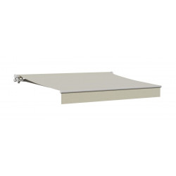 Toldo brazo extensible 3.95x3m para terraza Calima estructura blanca manual con manivela tela poliéster beige Naterial