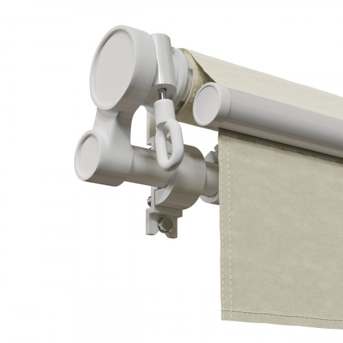 Toldo brazo extensible 3.95x3m para terraza Calima estructura blanca manual con manivela tela poliéster beige Naterial