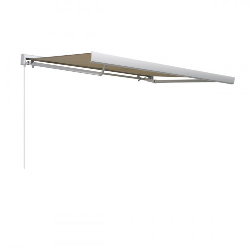 Toldo brazo extensible 3.95x3m para terraza Zefir II cofre blanco motorizado con mando tela poliéster beige Naterial