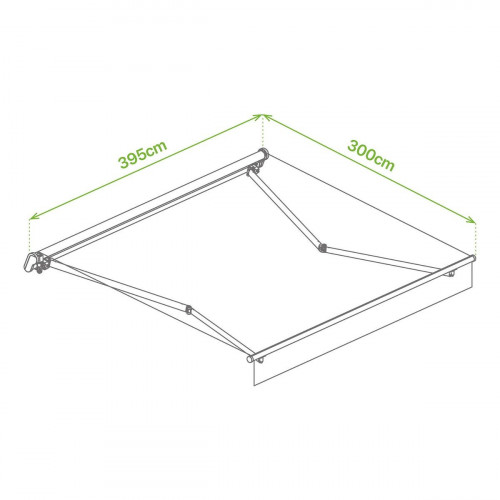 Toldo brazo extensible 4x3m para terraza Siroco estructura blanca manual con manivela tela poliester beige