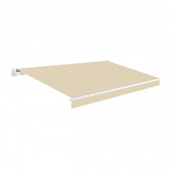 Toldo brazo extensible de 3.95x3m para terraza Siroco estructura blanca motorizado con mando tela poliéster beige