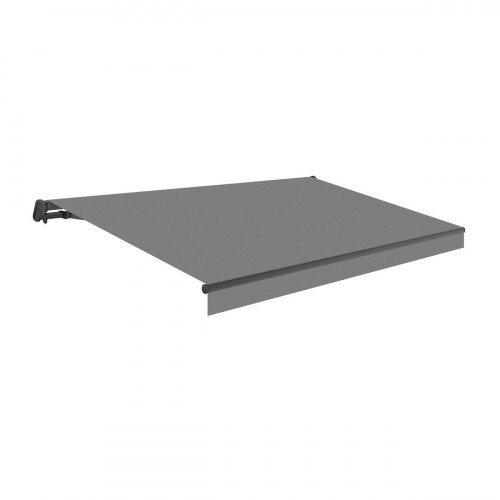 Toldo brazo extensible de 3.95x3m para terraza Siroco estructura gris motorizado con mando tela poliéster gris