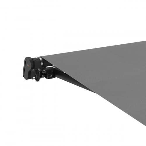 Toldo brazo extensible de 3.95x3m para terraza Siroco estructura gris motorizado con mando tela poliéster gris