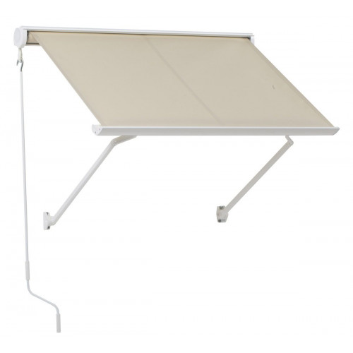 Toldo brazo punto recto 1.5x2m para ventana Desert cofre blanco manual con manivela tela acrílica beige