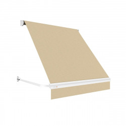 Toldo brazo punto recto 1.5x2m para ventana kenia estructura blanca manual con manivela tela acrílica beige