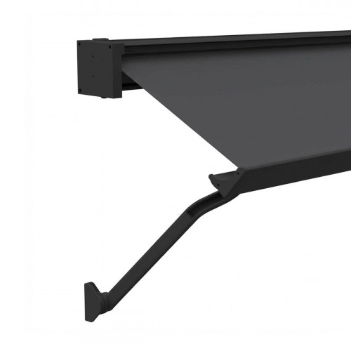 Toldo brazo punto recto 1.5x2m para ventana Sabana cofre gris manual con manivela tela acrílica gris oscuro
