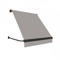 Toldo brazo punto recto 2.5x2.4m para ventana kenia estructura gris motorizado con mando tela acrílica gris